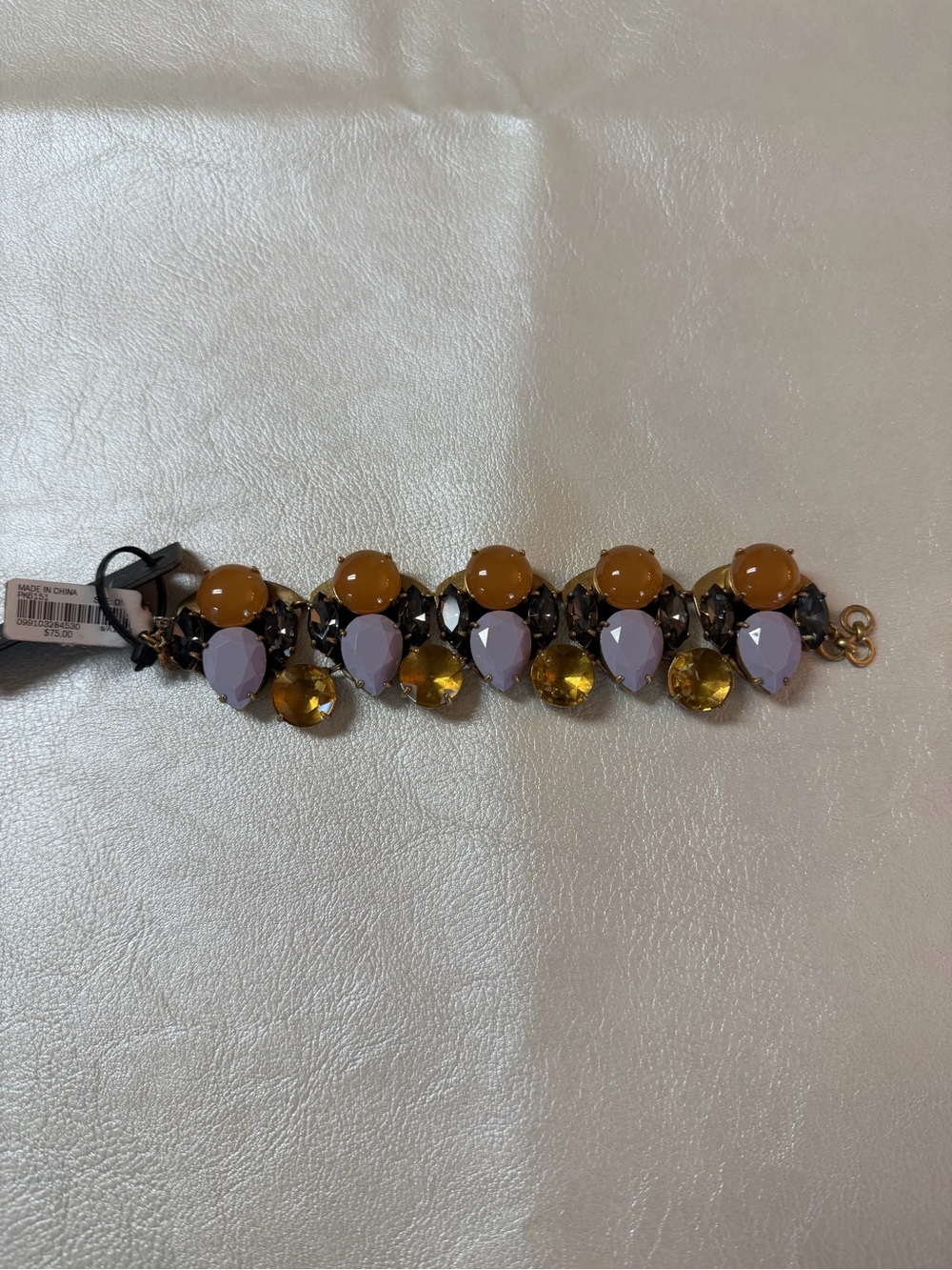 J. Crew Gold-Tone Bracelet with Peach and Lavender Stones
